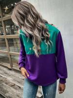 Regular Embroidery Casual Multicolor Women Sweatshirts 834