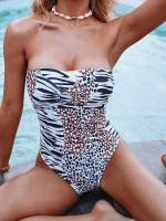  Multicolor Bandeau Zebra Stripe Women Beachwear 329