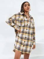  Tartan Oversized Pocket Women Clothing 392