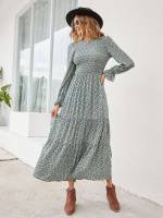 Regular Fit Long Sleeve Long Women Dresses 8004