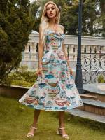 Knot Sleeveless Spaghetti Strap Multicolor Women Dresses 785