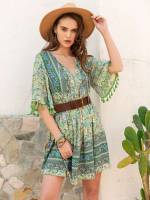 Multicolor Fringe Regular Fit Boho Women Dresses 9403