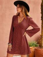 Regular Fit Casual V neck Multicolor Women Dresses 2956