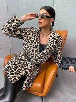  Regular Fit Short Leopard Women Outerwear 4663