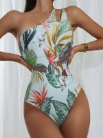 One Shoulder Ruched Women One-Pieces 514