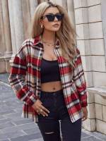 Short Plaid Casual Collar Women Clothing 8991