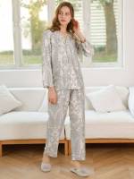 Long Sleeve  Elegant Women Sleep  Lounge 6524