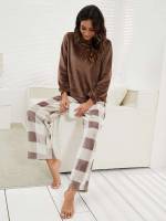  Plaid Casual Women Pajama Sets 8924