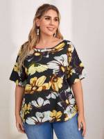  Short Sleeve Multicolor Plus Size Blouses 300