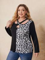 Multicolor Casual Long Sleeve Regular Fit Women Plus Clothing 990