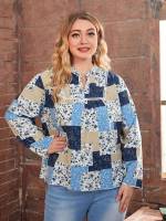 Boho Regular Regular Fit Long Sleeve Plus Size Blouses 1368