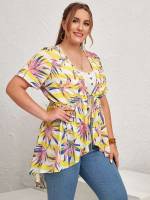   Multicolor Plus Size Cover Ups  Kimonos 5732