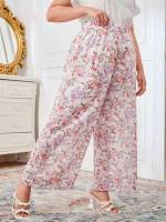 Floral Multicolor Boho Plus Size Pants 3220