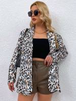 Long Sleeve Lapel All Over Print Women Plus Clothing 482