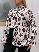  Multicolor Frill All Over Print Plus Size Blouses 55