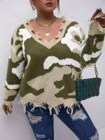 Regular Fit Regular Long Sleeve Plus Size Knitwear 9859