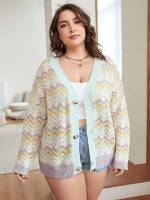 Regular Multicolor Casual Plus Size Knitwear 9444