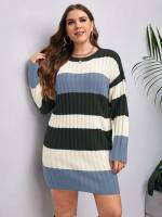 Casual Round Neck Long Sleeve Plus Size Knitwear 7141