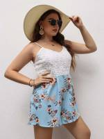 Sleeveless Boho Regular Fit Floral Plus Size Jumpsuits 615