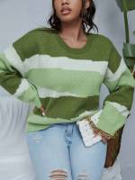 Regular Casual Multicolor Plus Size Knitwear 939