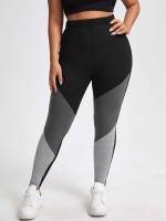 Sporty Colorblock  Plus Size Leggings 806