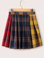 Regular Fit Preppy Multicolor Plus Size Skirts 1511