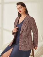 Lapel Multicolor Ditsy Floral Plus Size Blazers 1498