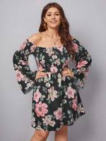  Regular Fit Off the Shoulder Boho Plus Size Dresses 2513