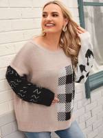  Boat Neck Multicolor Plus Size Sweaters 392