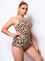 Casual Spaghetti Strap Sleeveless Plus Size Bodysuits 6623