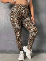 Leopard Casual  Plus Size Leggings 6113