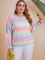 Long Sleeve Multicolor Ombre Plus Size Sweaters 192