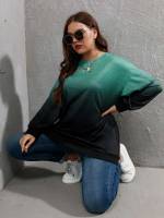 Ombre Multicolor Long Plus Size Sweatshirts 9910