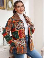  Regular Regular Fit Patchwork Plus Size Coats 9247