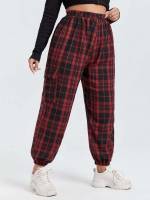 Preppy Plaid Long Multicolor Plus Size Bottoms 9470