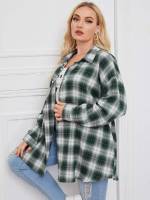  Plaid Multicolor Oversized Women Plus Clothing 694