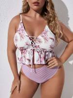  Boho Striped Plus Size Beachwear 974