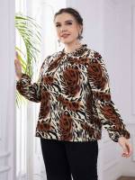  Stand Collar Regular Regular Fit Plus Size Tops 2666