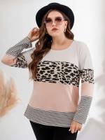 Long Sleeve Regular Regular Fit Plus Size T-shirts 9421