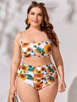  Multicolor  Plus Size Swimwear 417