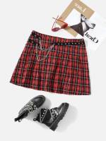  Regular Fit Preppy Tartan Plus Size Skirts 1606