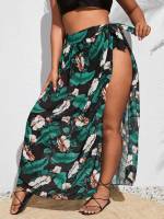 Multicolor Tropical Boho Plus Size Cover Ups  Kimonos 1550