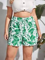 Tropical Multicolor Boho Plus Size Shorts 8438