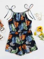 Halter Short Tropical Plus Size Jumpsuits  Bodysuits 7920