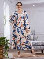 Long Multicolor Frill Plus Size Dresses 213