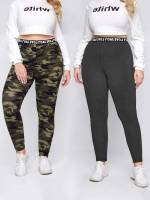 Tape Long Sporty Plus Size Leggings 300