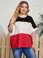 Colorblock Multicolor Casual Women Plus Clothing 7303