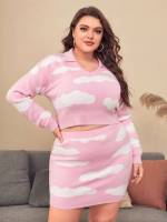 Casual  Graphic Plus Size Knitwear 1603