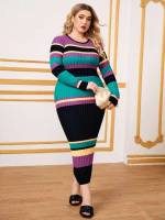 Long Sleeve Scoop Neck Elegant Plus Size Knitwear 10