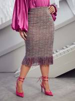  Fringe Midi Multicolor Plus Size Bottoms 4918